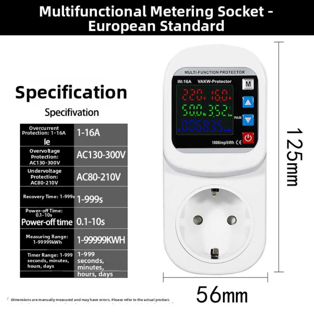 125*56mm Digital Energy Meter Multi Functional for Power Meter Voltage Meter Voltage Monitor Supports Up To 13860W