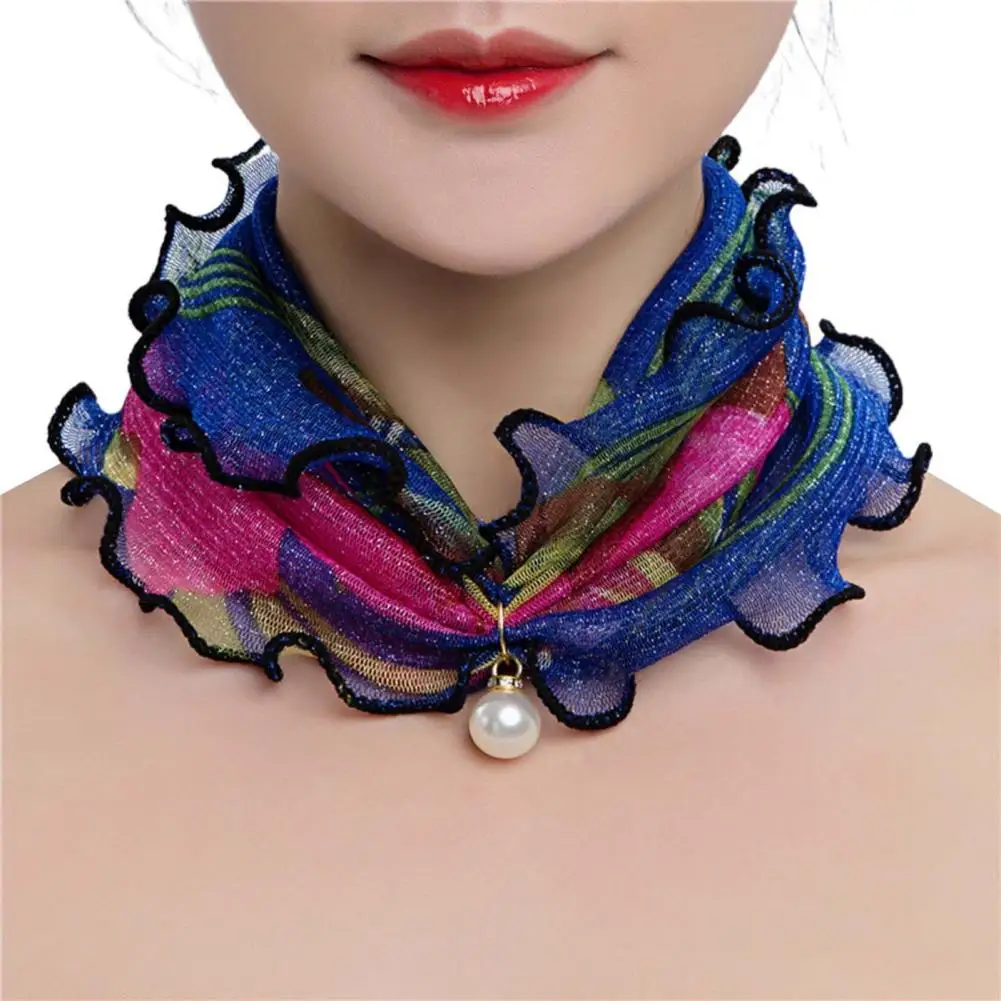 Trendy Lady Headscarf Painting Print Elegant Multifunctional High Elasticity Neck Wrap