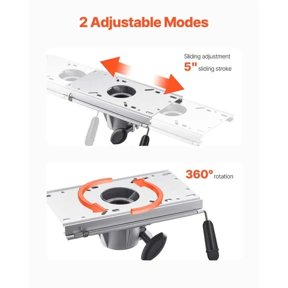 Adjustable Boat Seat Pedestal Aluminum Alloy Base Sliding Travel Waterproof Rust-resistant Fits 2-7/8 Inch Diameter Post