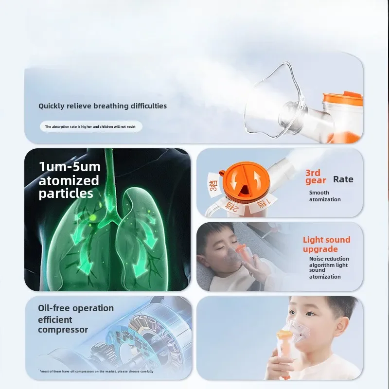 Nebulizer for children's home use, specifically designed for resolving phlegm and stopping cough, as a family partner for babies