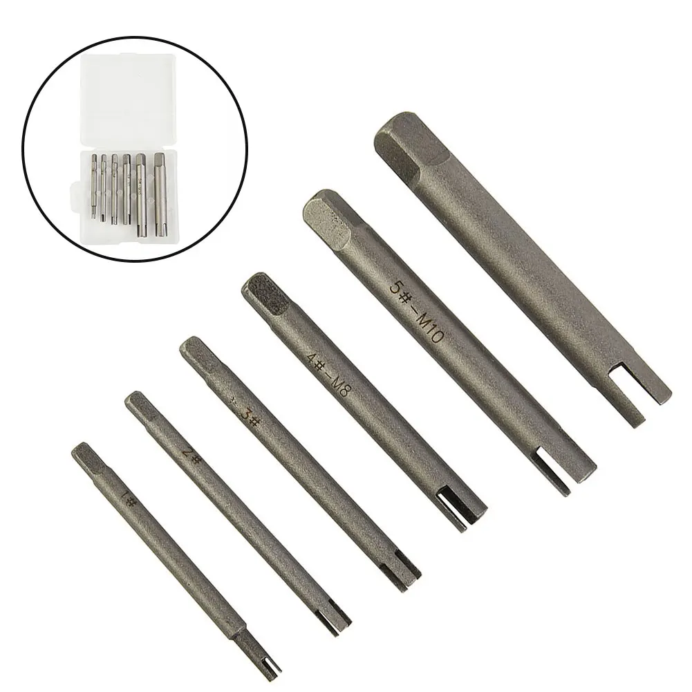 

6pcs Remove Stripped Damaged Screw Tap Extractor Broken Head Screw Removal Tool, M5, M6, M8, M10, Alloy Steel Extractor