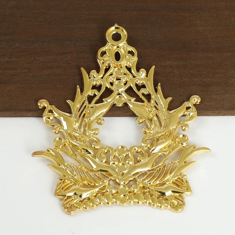 Base de Corona Dorada/Plateada de 63x73mm con Relieve para Vestido de Escenario, Corona Barroca DIY, Accesorios de Parche/Aplicación para el Cabello, Accesorios de Disfraz