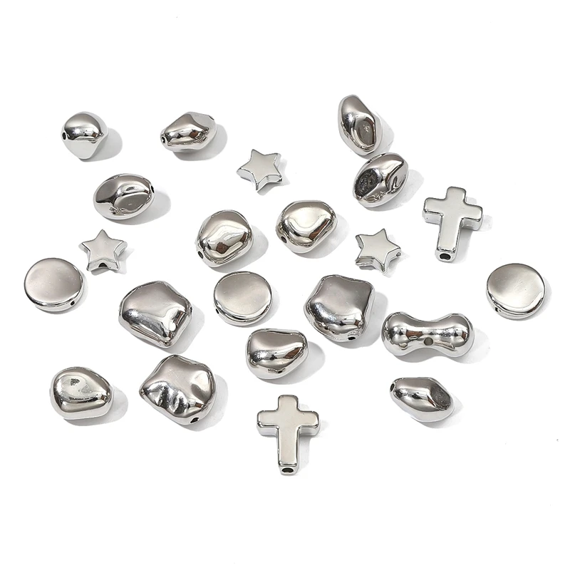 10/20pcs Rhodium Plastic CCB Loose Spacer Beads Irregular Bead Charm for Necklace Bracelet Earring DIY Jewelry Making Craft