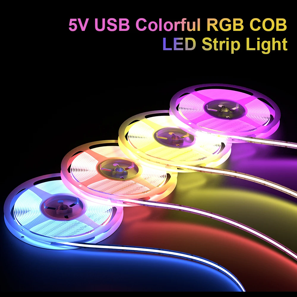 Imagem -03 - Gingow-bluetooth Usb Cob Rgb Led Strip Lights Iluminação Colorida Flexível tv Backlight Decoração do Quarto 5v 816leds por m 2m