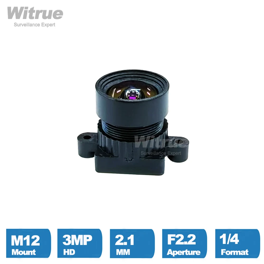 

Объектив Witrue без искажений HD, 3 Мп, 2,1 мм, M12, формат Apperture 1/4 дюйма с ИК-фильтром нм для камер видеонаблюдения
