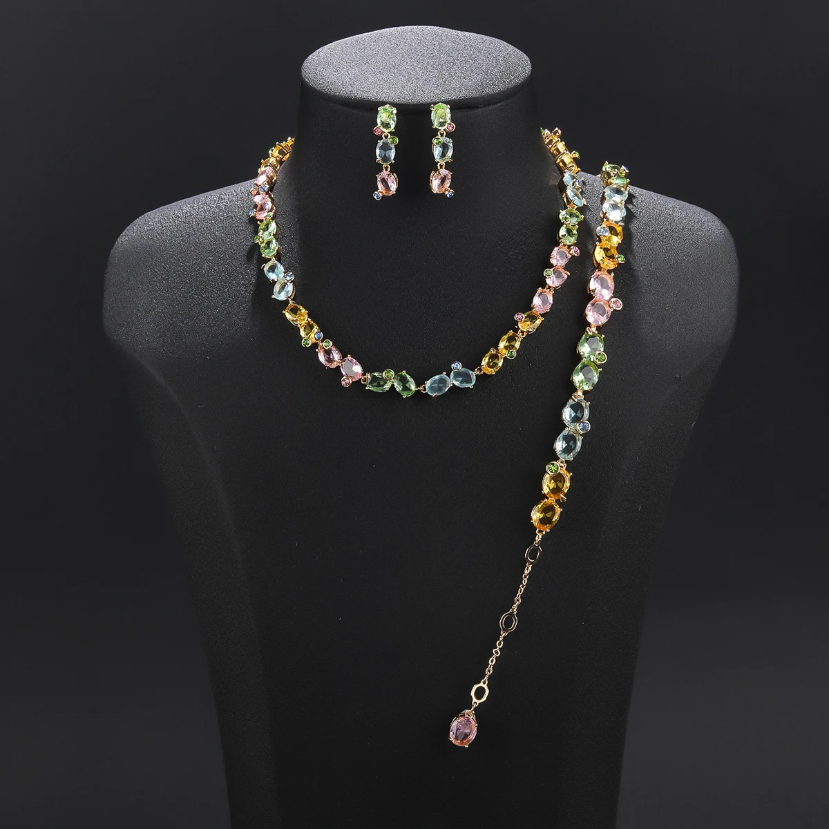 

Fashion 3 PCS Crystal Cubic Zirconia Necklace Earrings Bracelet set Women Party Jewelry Costume Accessories CN115581T