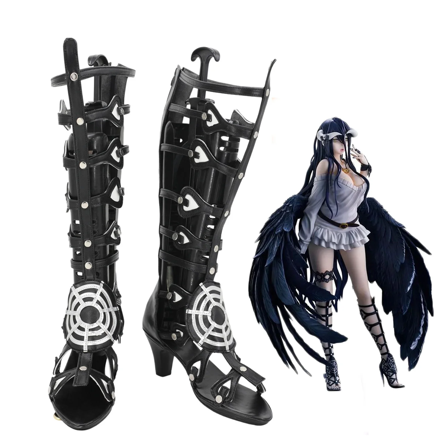

Overlord Albedo Cosplay Shoes Black Boots Custom Made High Heel