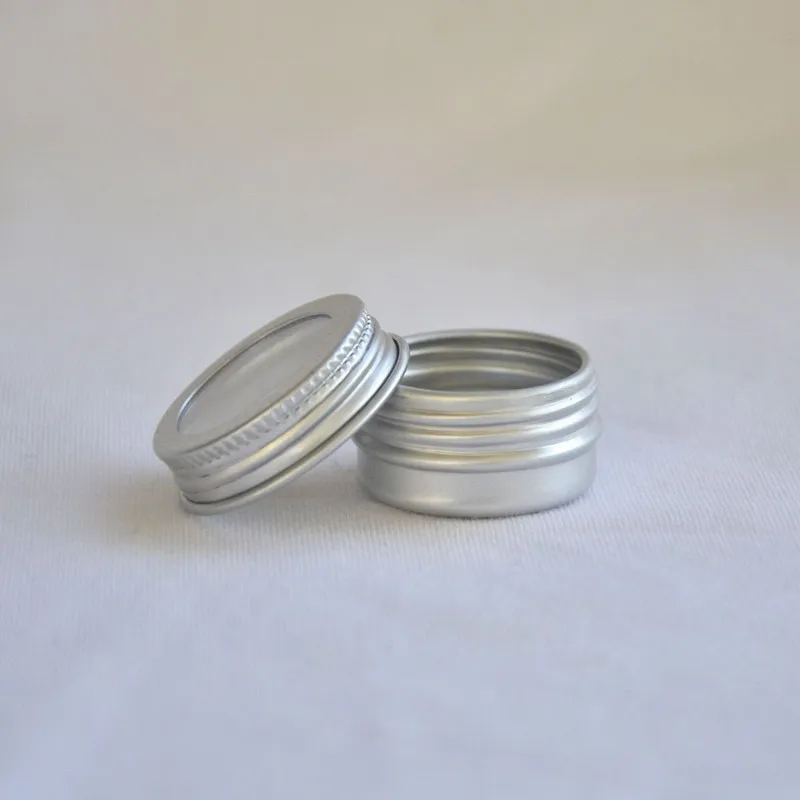 200pcs 5ml/0.17oz Metal Round Aluminum Tin Refillable Containers Jars with Clear Top Screw Lids for Cosmetic,Lip Balm