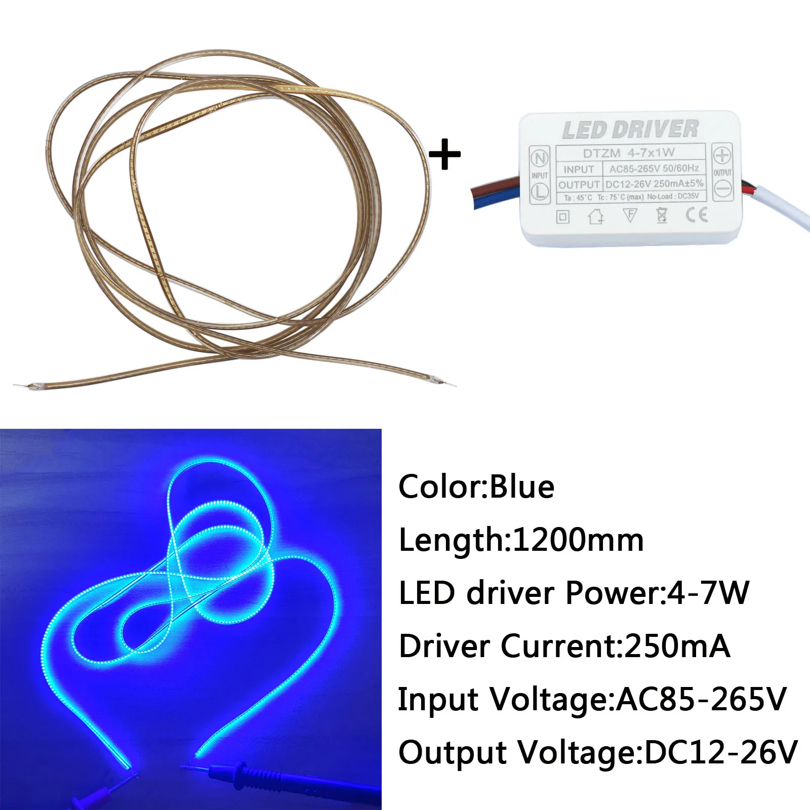 LED Filament Diode Edison Bulb accessories 1200mm Flexible filament With Input Voltage AC220V LED Driver Transformation DC12-26V