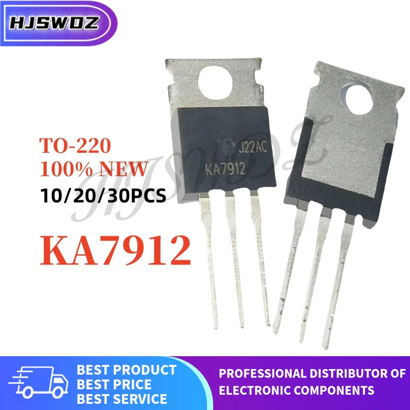 10/20/30PCS KA7912 TO-220 MOSFET triode PNP 12V three-terminal voltage regulator tube Brand New In Stock