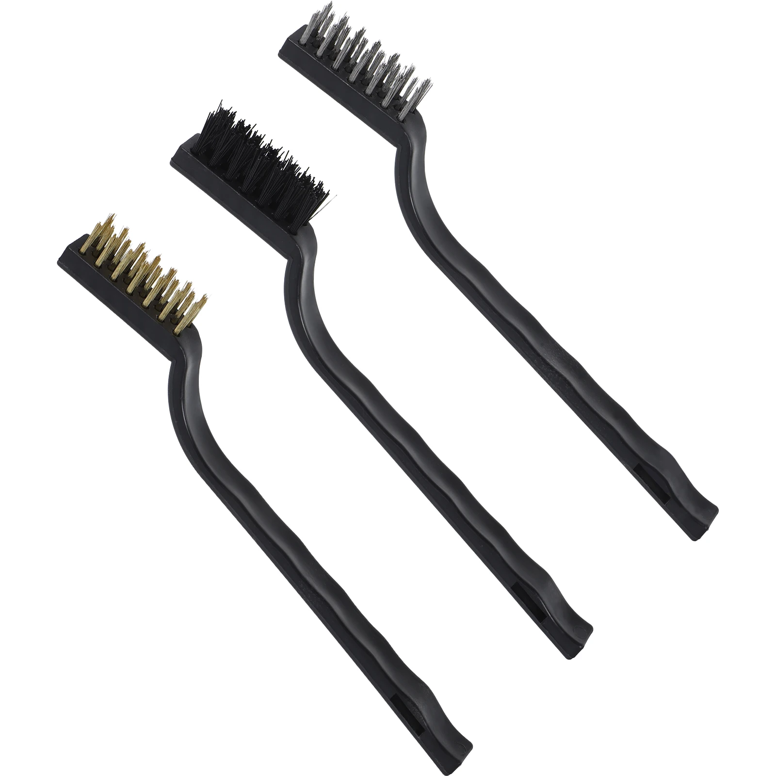 

3Pcs Mini Brass Cleaning Brushes Set Stubborn Grease Wire Scrub Tool Non Slip Handle for Kitchen Grill Stove Maintenance