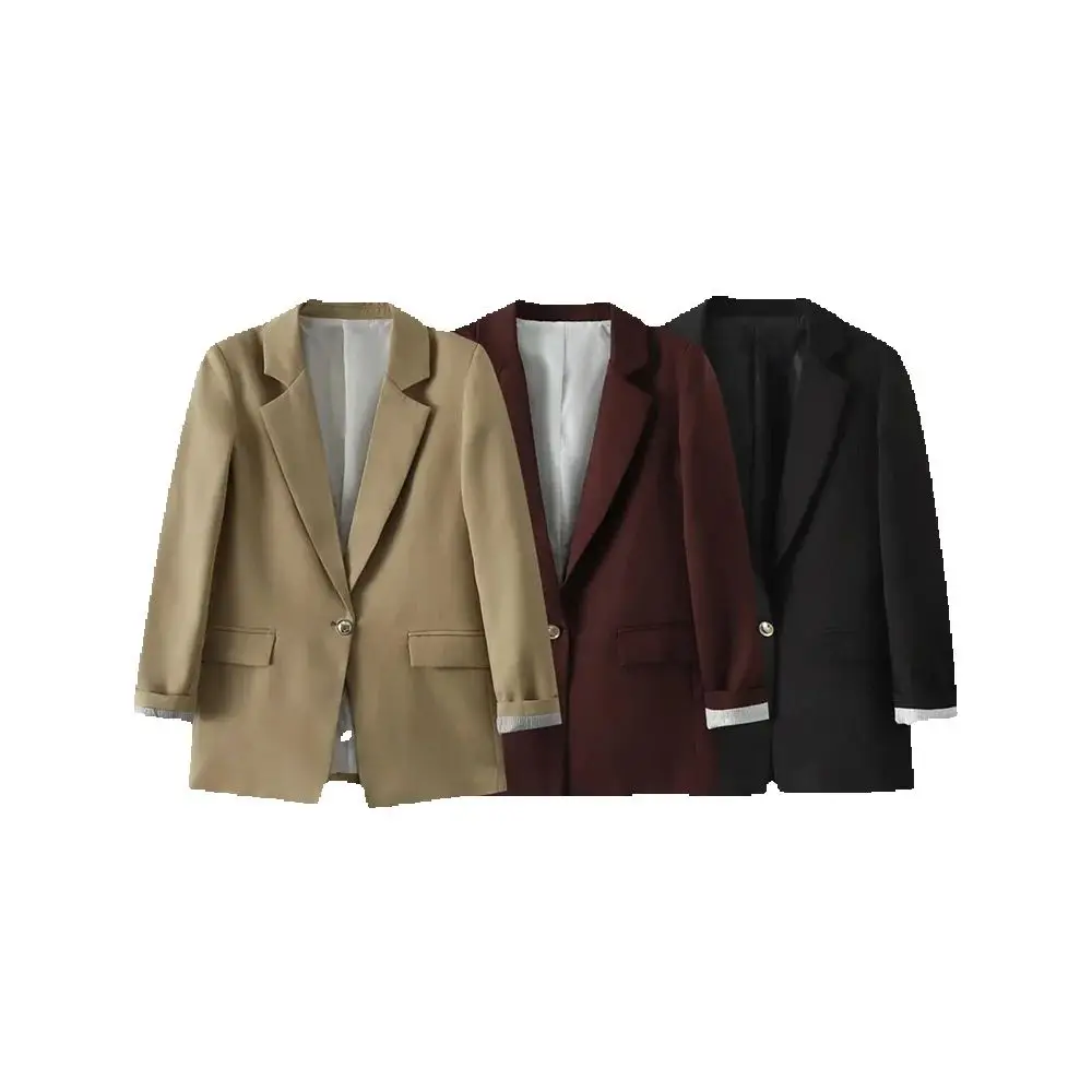 

Осенний новый женский повседневный и свободный пиджак средней длины с длинными рукавами на одной пуговице