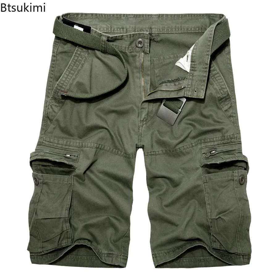 2025 Summer Men's Cotton Cargo Shorts High Quality Men Outdoor Loose Casual Sport Shorts Oversized Multiple Pockets Homme Shorts