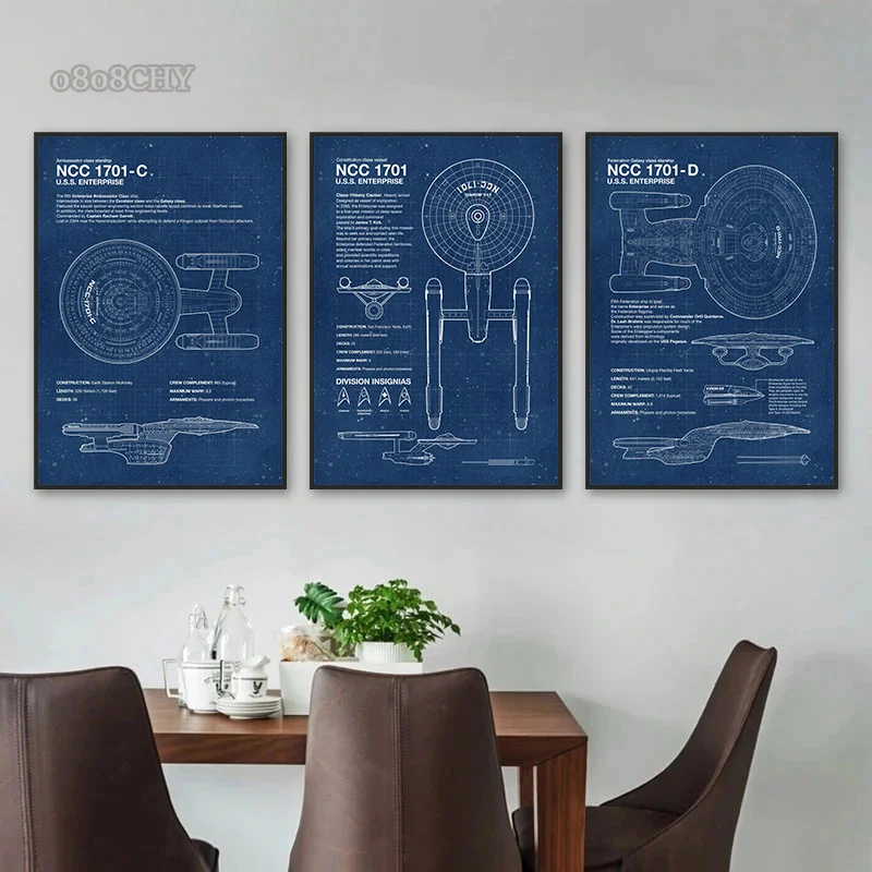 الحديثة ستار تريك مخططات الملصقات قماش يطبع اللوحة خمر صور فنية للجدران لغرفة المعيشة ديكور المنزل (بدون إطار)