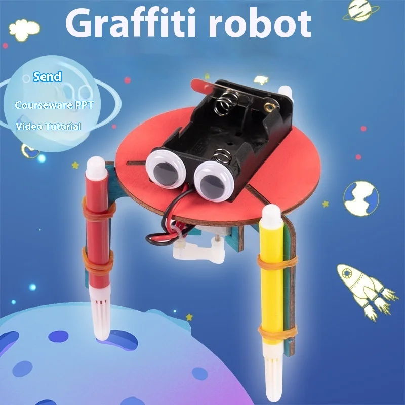 

DIY Kits Graffiti Robot Model Science Toys for Children Make Vibration Graffiti Novelty Educational Toys Assembling Model Kits