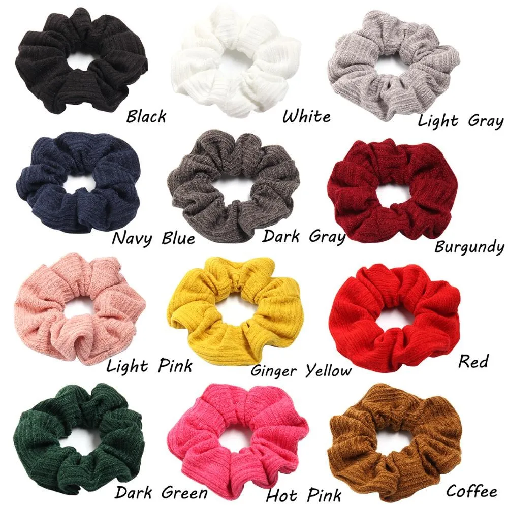 Fashion Women Hair Ties Knit Solid Color Hair Bands Elastic Striped Hair Scrunchies Casual ​Female Girl Hair Accessories 