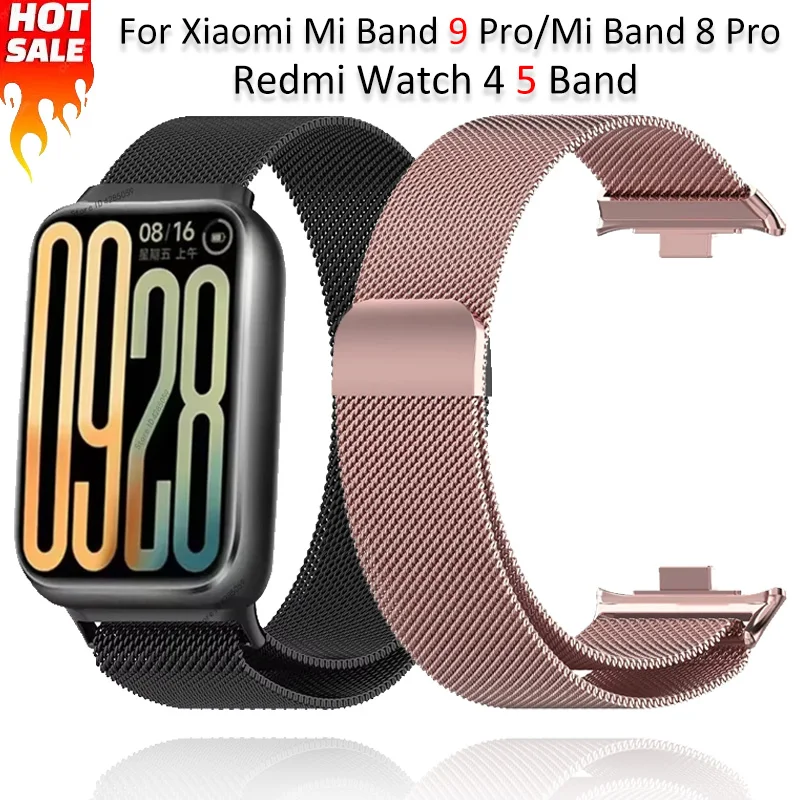 Metal Magnetic Loop Strap for Xiaomi Mi Band 9 Pro 8 Pro Bracelet For Redmi Watch 4 5 6 Replacement correa