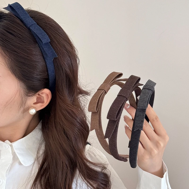 Retro Cloth Fabric Bow Headbands Girl Sweet Solid Color Butterfly Hair Bands Womans Fashion Temperament Hair Hoop Hair Accessory