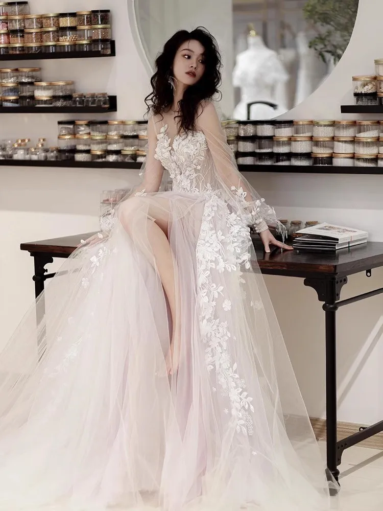 

Lace light luxury new style morning dress and tulle for going out