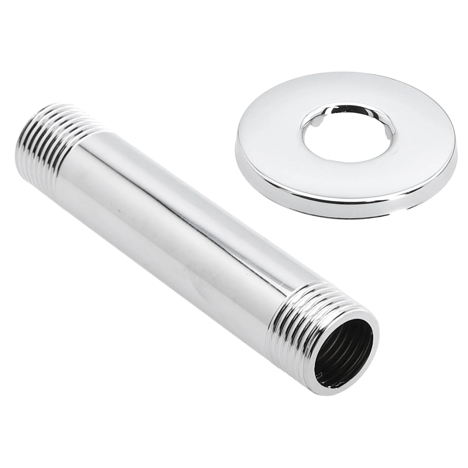 High Quality Shower Bracket With Flange Straight Replacement Shower Head Extension Silver Stainless Steel 10cm