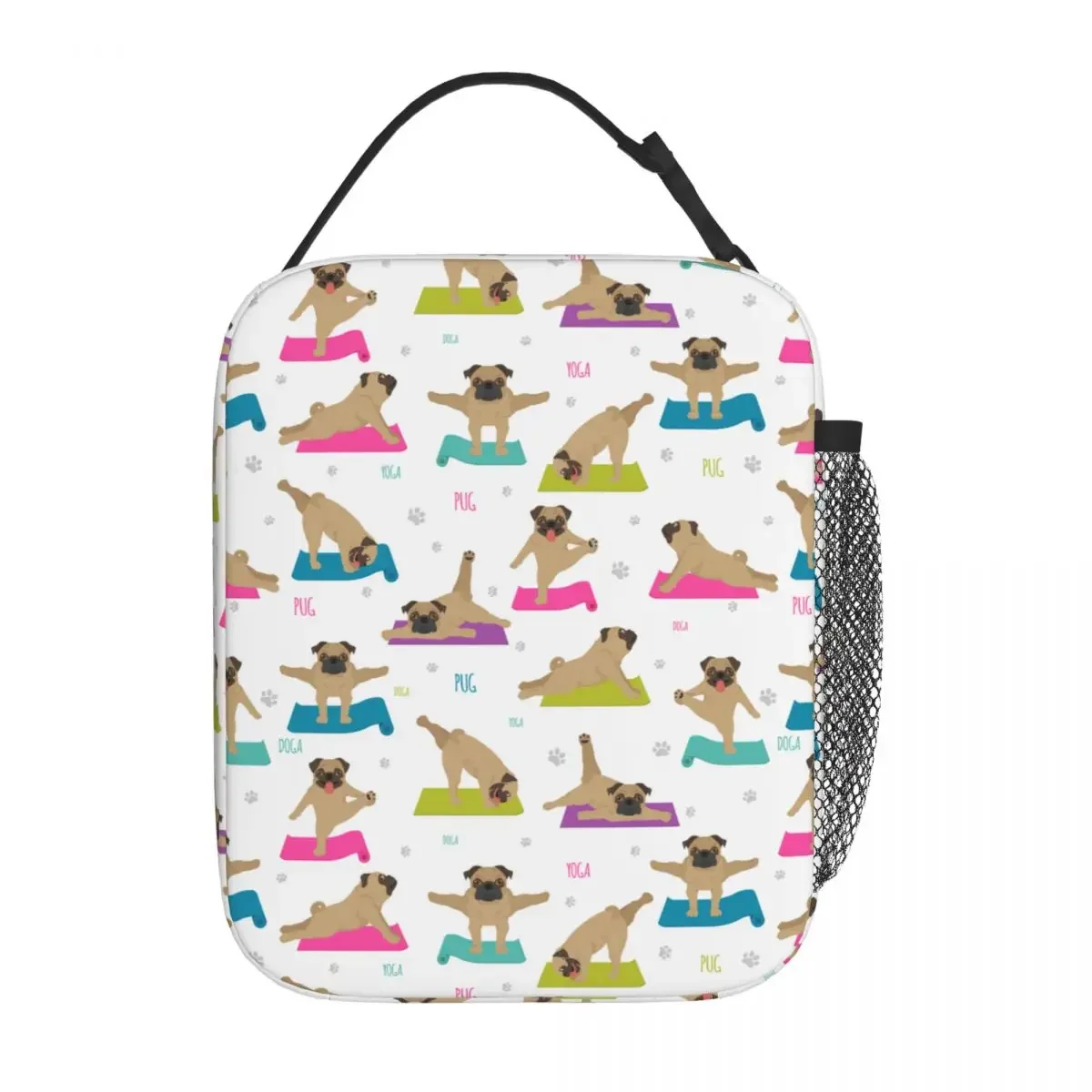 

Lunch Boxes Yoga Dogs Merch Poses Exercises Pug Lunch Food Box Harajuku Cooler Thermal Lunch Box For Office