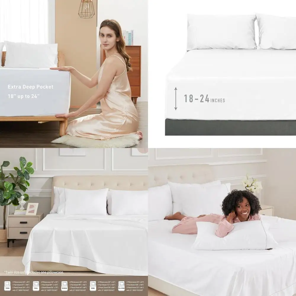 

Luxury 100% Cotton Queen Sheets for Deep Mattresses 18-24 Inches