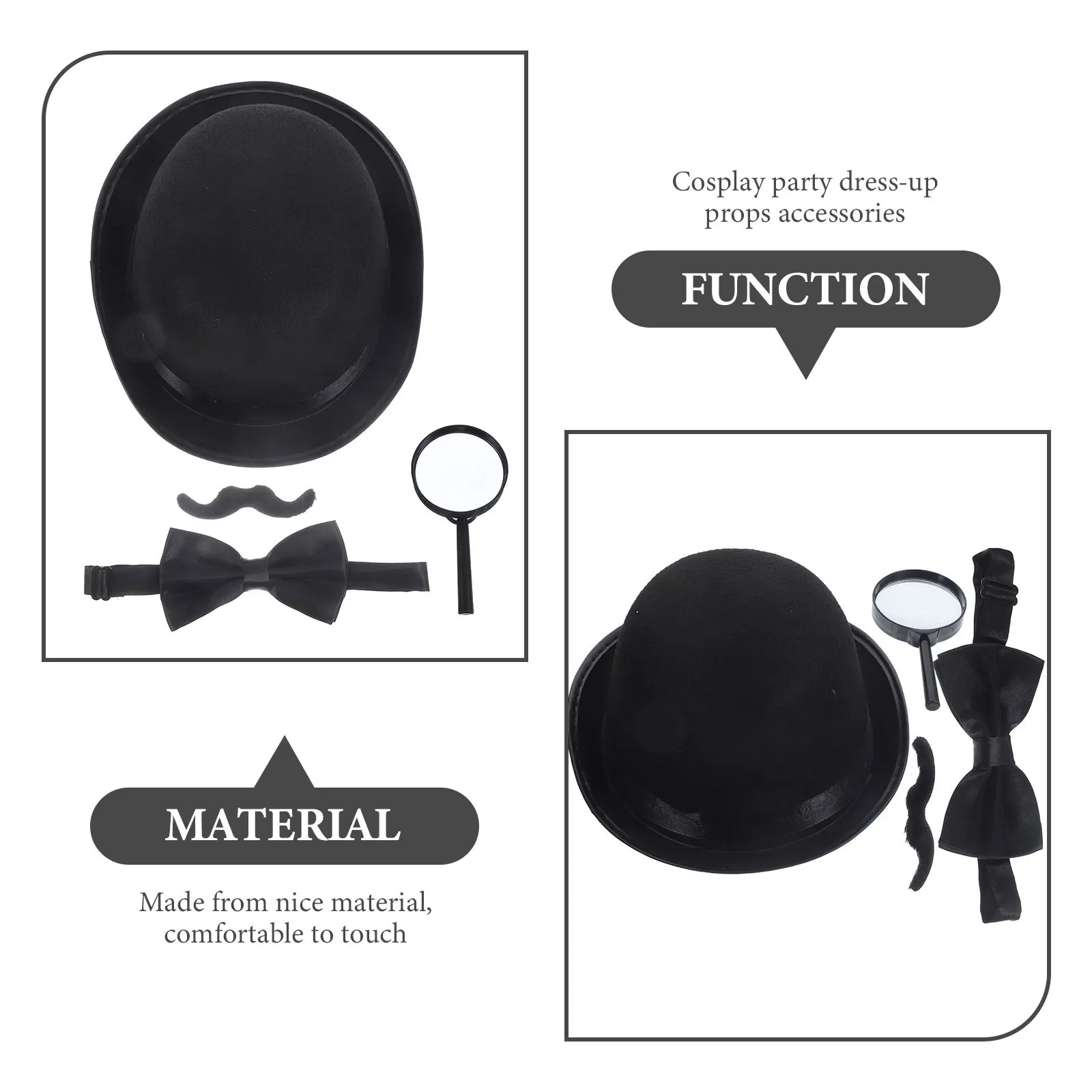 

1 set Halloween Detective Suit Outfit Costume Party Props Cosplay Accessories Role Play Kit Lightweight Easy