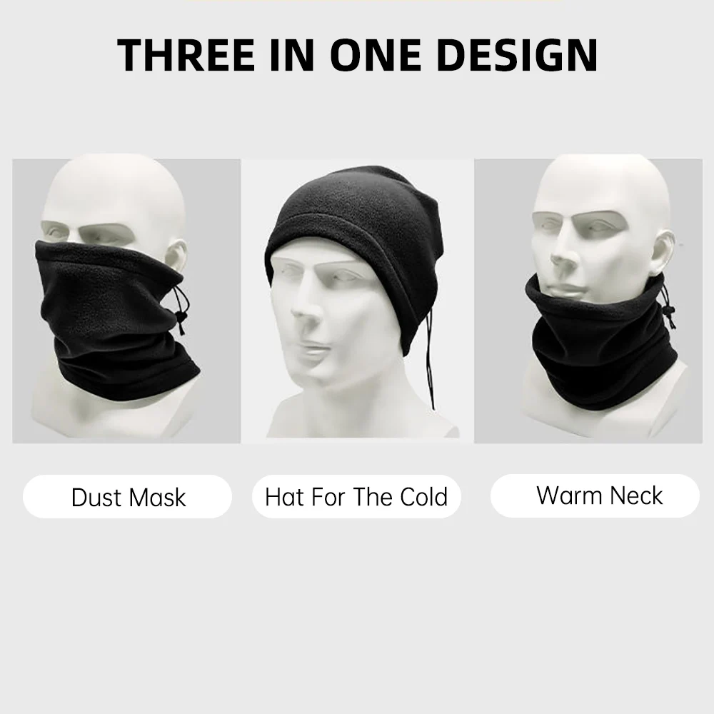 Neck Warmer Winter Faux Fleece Cycling Mask Outdoor Multifunctional Drawstring Scarf Adjustable Neck Sleeve For Men Women