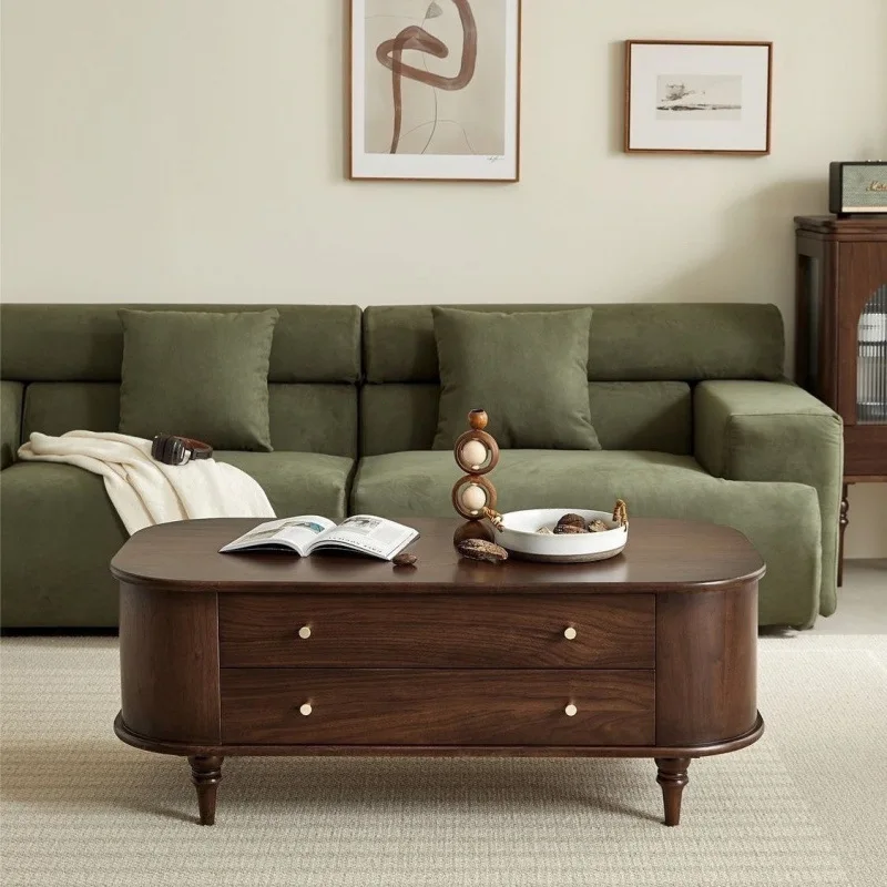 Factory Direct 2026 Coffee table American living room retro home light luxury simple small apartment new solid wood