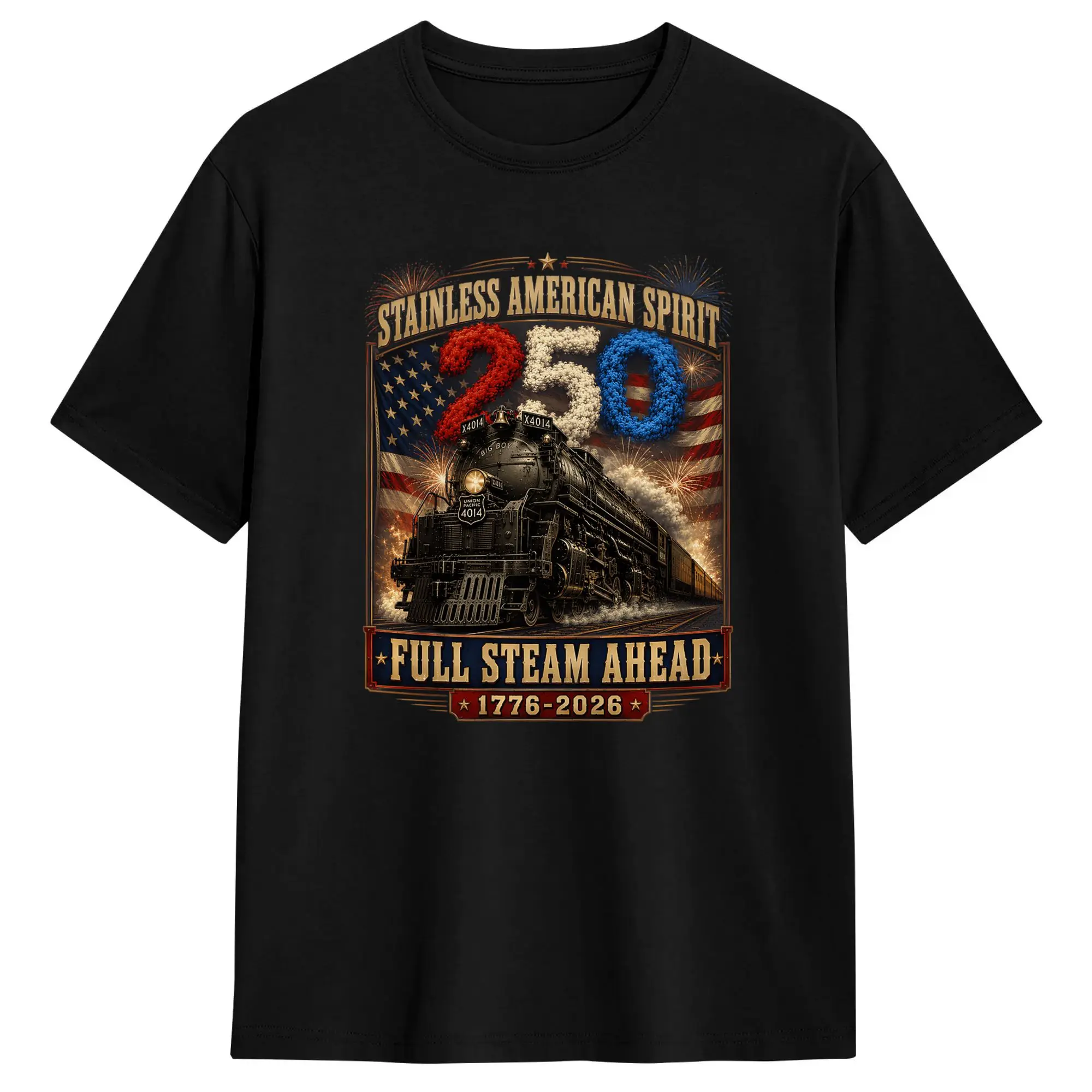 Camiseta Vintage Big Boy 4014 con Diseño de Locomotora de Vapor 250, 100% Algodón, Estilo Hippie, Manga Corta