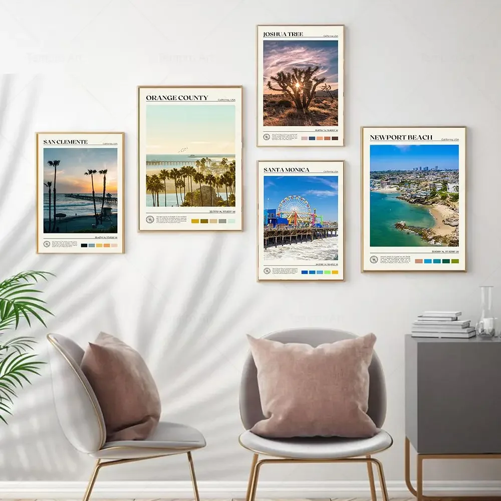 

Современное винтажное настенное искусство – HD-постер с изображением туристических достопримечательностей Лос-Анджелеса и Сан-Франциско для декора дома и гостиной.