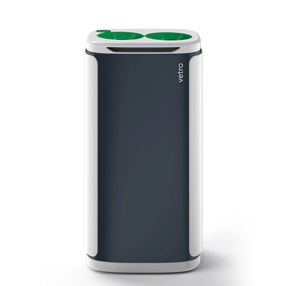 

WASTEE Waste Bin, Design Rubbish Bin, Glass Recycling Bin, 60 Litres, Container for Indoor or Outdoor Use, with Magnets