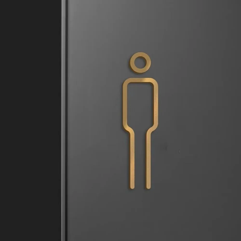 New Black Gold Color Toilet Sign Plate Brass Wash Room Door Wall Label Sticker Wc Holder Signage Board