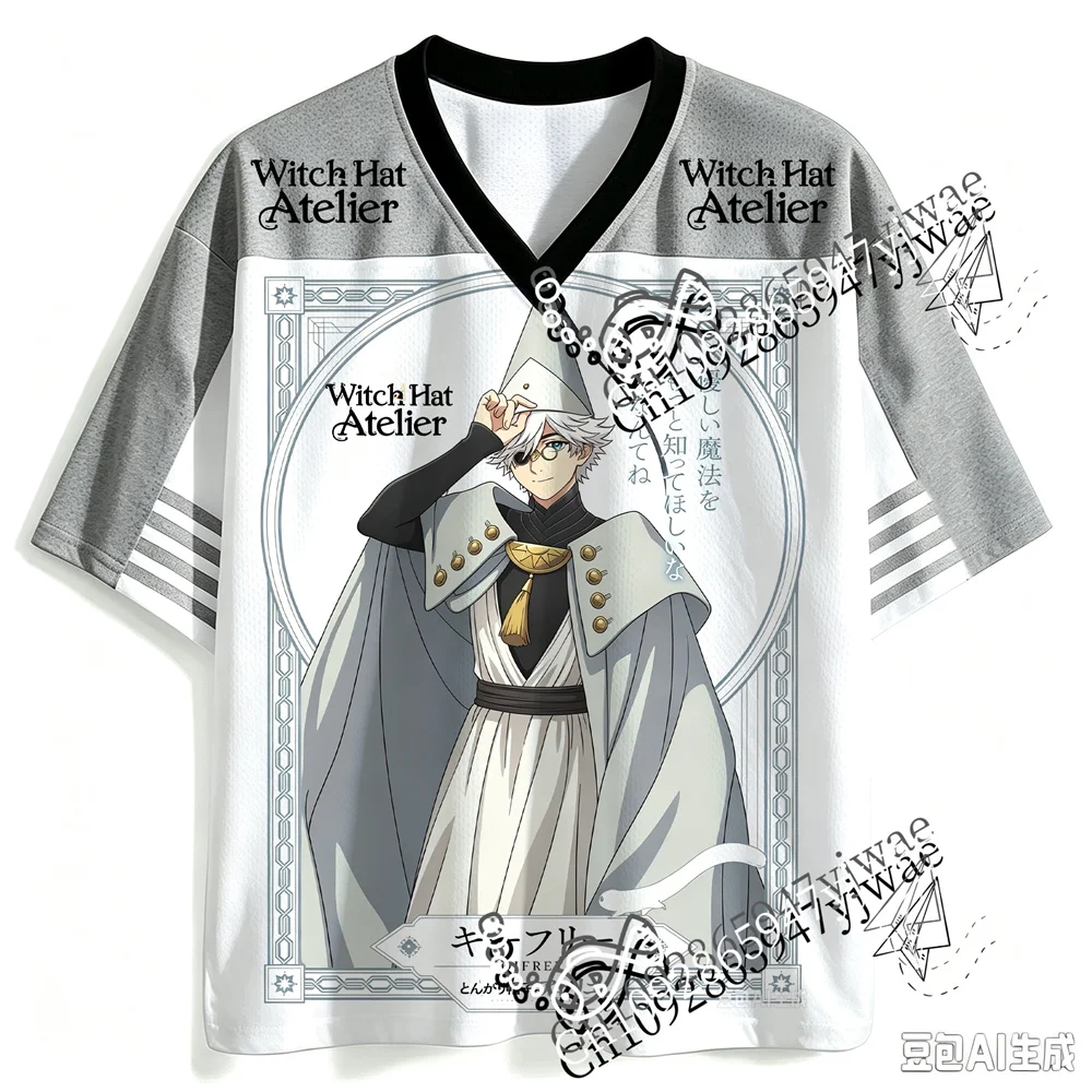2026 Witch Hat Atelier Anime Coco Tetia Qifrey Graphic Jersey V-Neck Fashionable Streetwear Fan Tee Summer Men Women T-Shirt