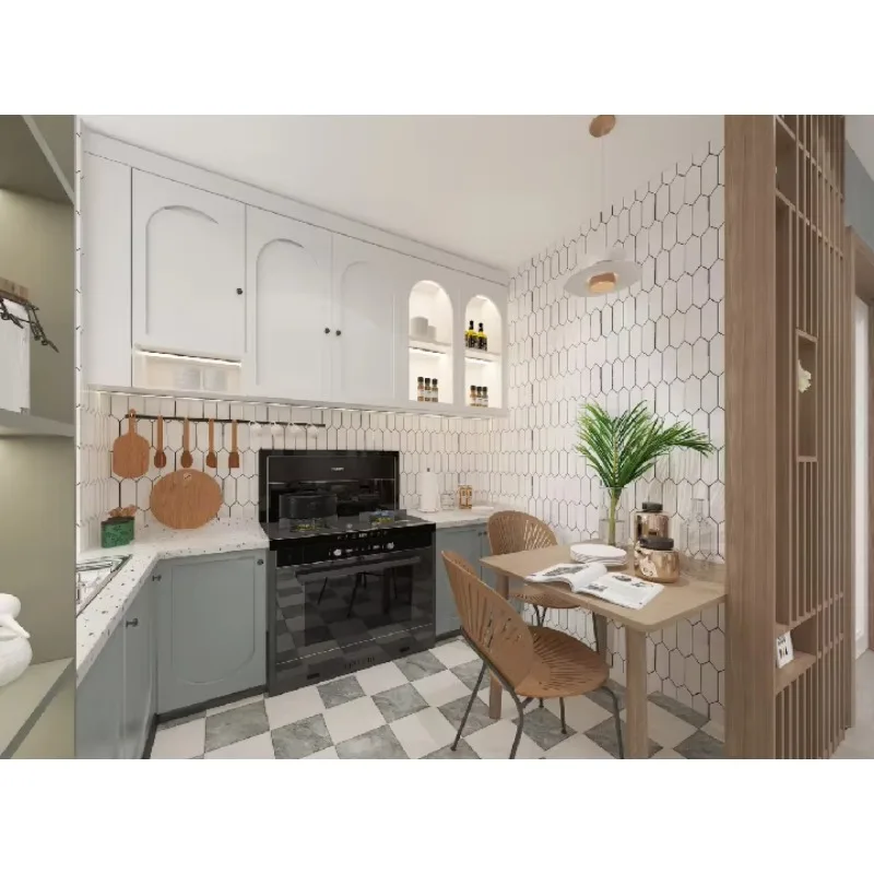 Classical PVC Kitchen Pantry Cabinets  Sink Solid Wood MDF American for Home Apartment Use Reasonable