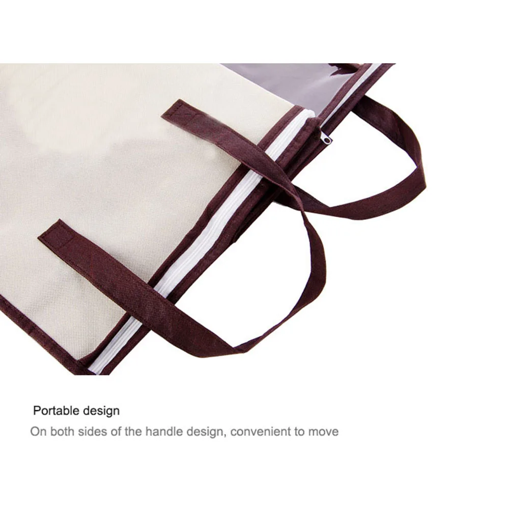 

Foldable Zippered Storage Bag Large Capacity See Through Waterproof Organizer for Quilt Blanket Clothes Linen Bedding Flaxen