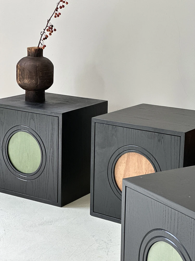 Retro modular combined cabinet floor cabinet bedside table image 3