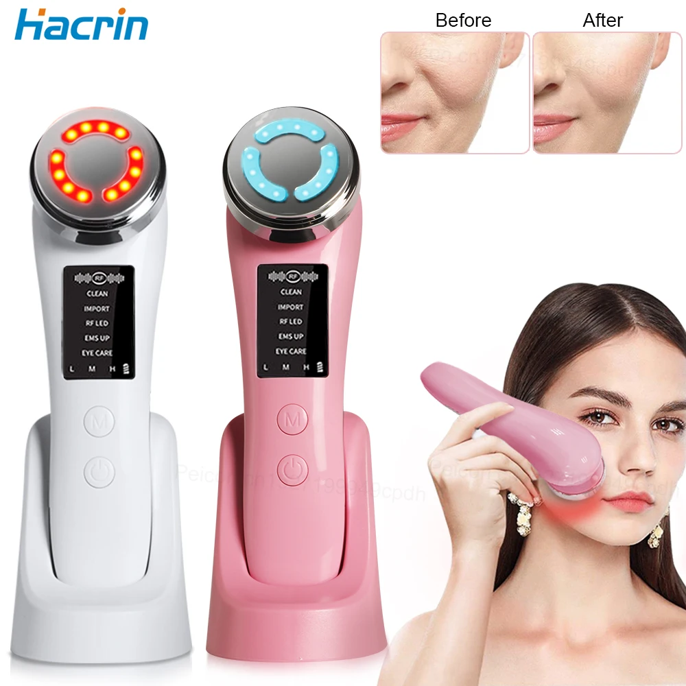 مدلك الوجه مكركرنت مدلك للوجه LED العلاج بالضوء شد الجلد الوجه رفع التجاعيد تقليل جهاز الجمال #1