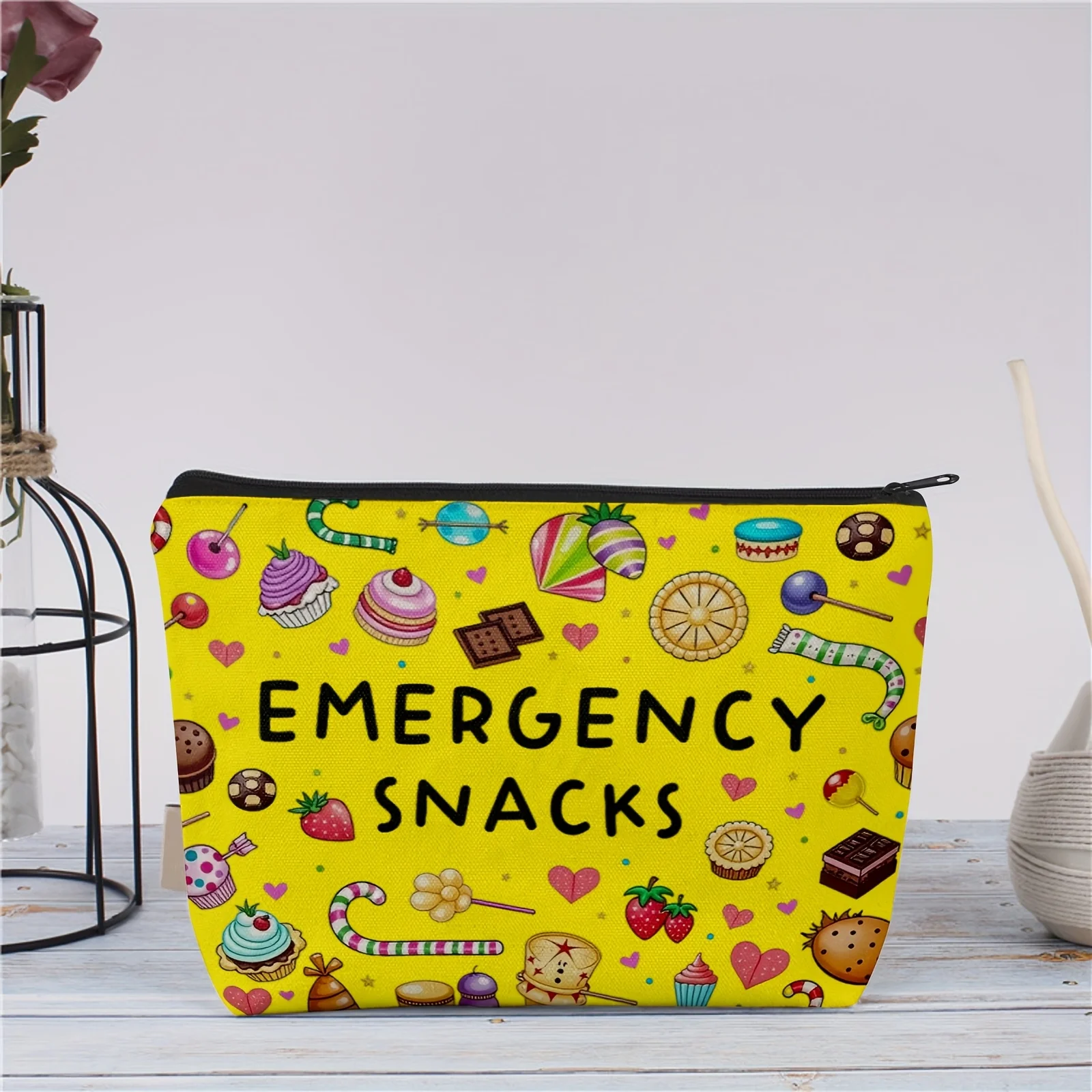 AColorful snack themed makeup bag - cute multifunctional zipper pouch for women, jewelry storage bag