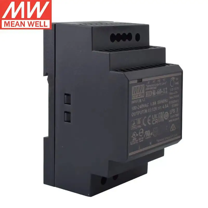 MW HDR-60-12  12V 4.5A 54W Ultra Slim Step Shape DIN Rail  Single Output Industrial Power Supply Brand New Original Authentic