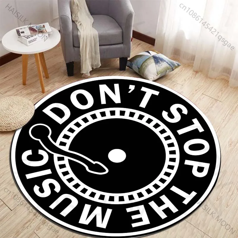 Don't Stop The Music Printed round carpet living room sofa table carpet large pet mat soft round carpet home decoration