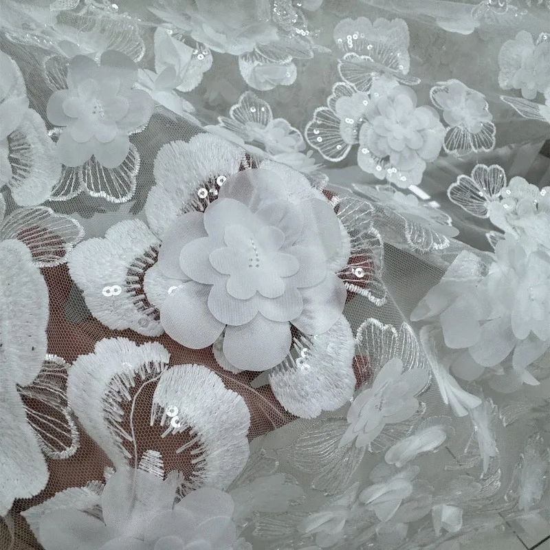 forest-3d-flower-petal-sequins-lace-fabric-for-wedding-dress-embroidery-beaded-flowers-transparent-mesh-width-135m