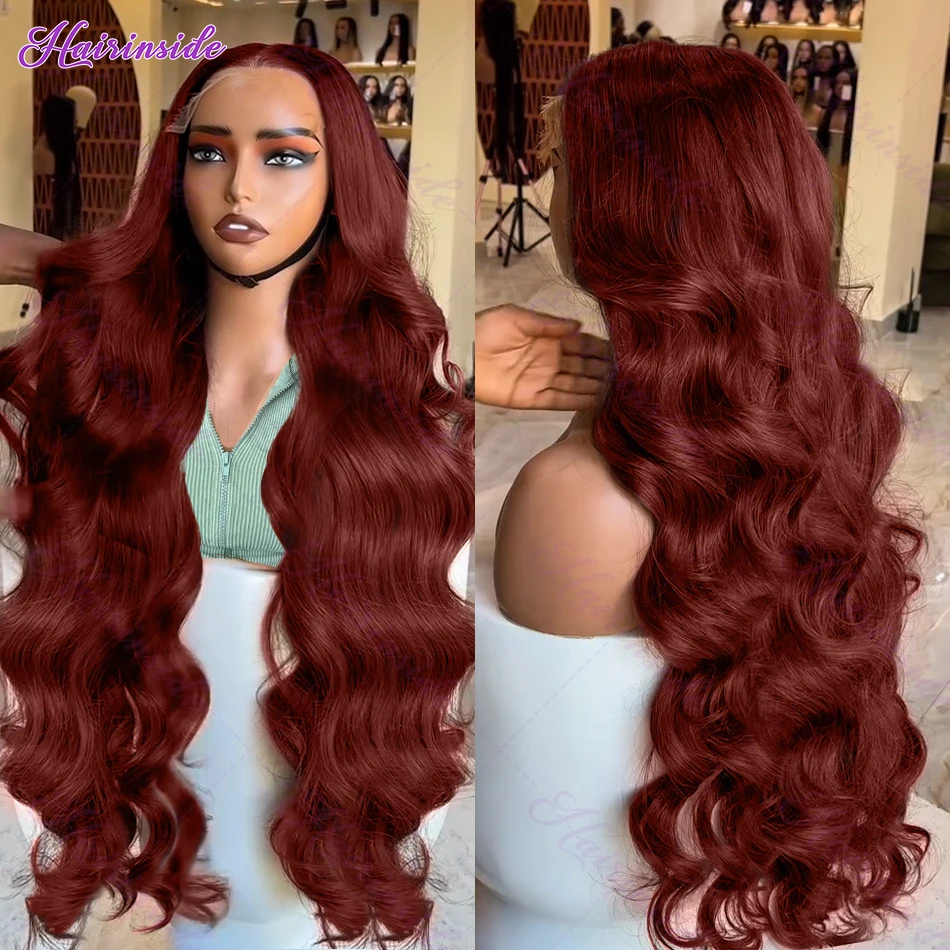 Brazilian 30 38 Inch Reddish Brown Body Wave 13x4 Lace Front Wig Human Hair 200% Water Wave 13x6 HD Lace Frontal Wigs For Women