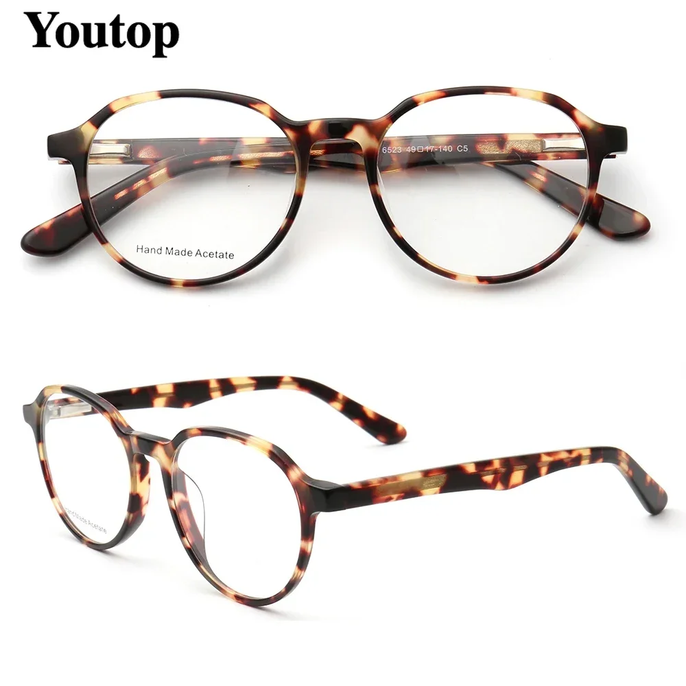 Vrouwen Optische Ronde Brilmonturen Mannen Vintage Schildpad Grijs Zwart Lenzenvloeistof Frame Licht Mode Recept Brillen Bril