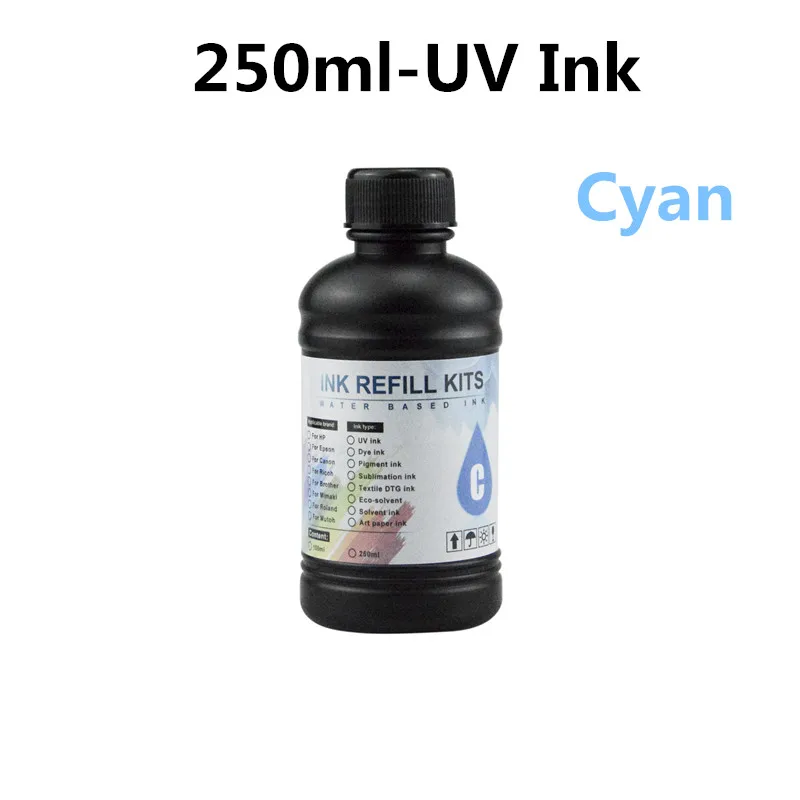 Soft Ink 250ml/Bottle LED UV Ink For DX4 DX5 DX6 Printhead For Epson L800 L805 R1390 R1400 R1410 4800 i3200 Universal UV Printer