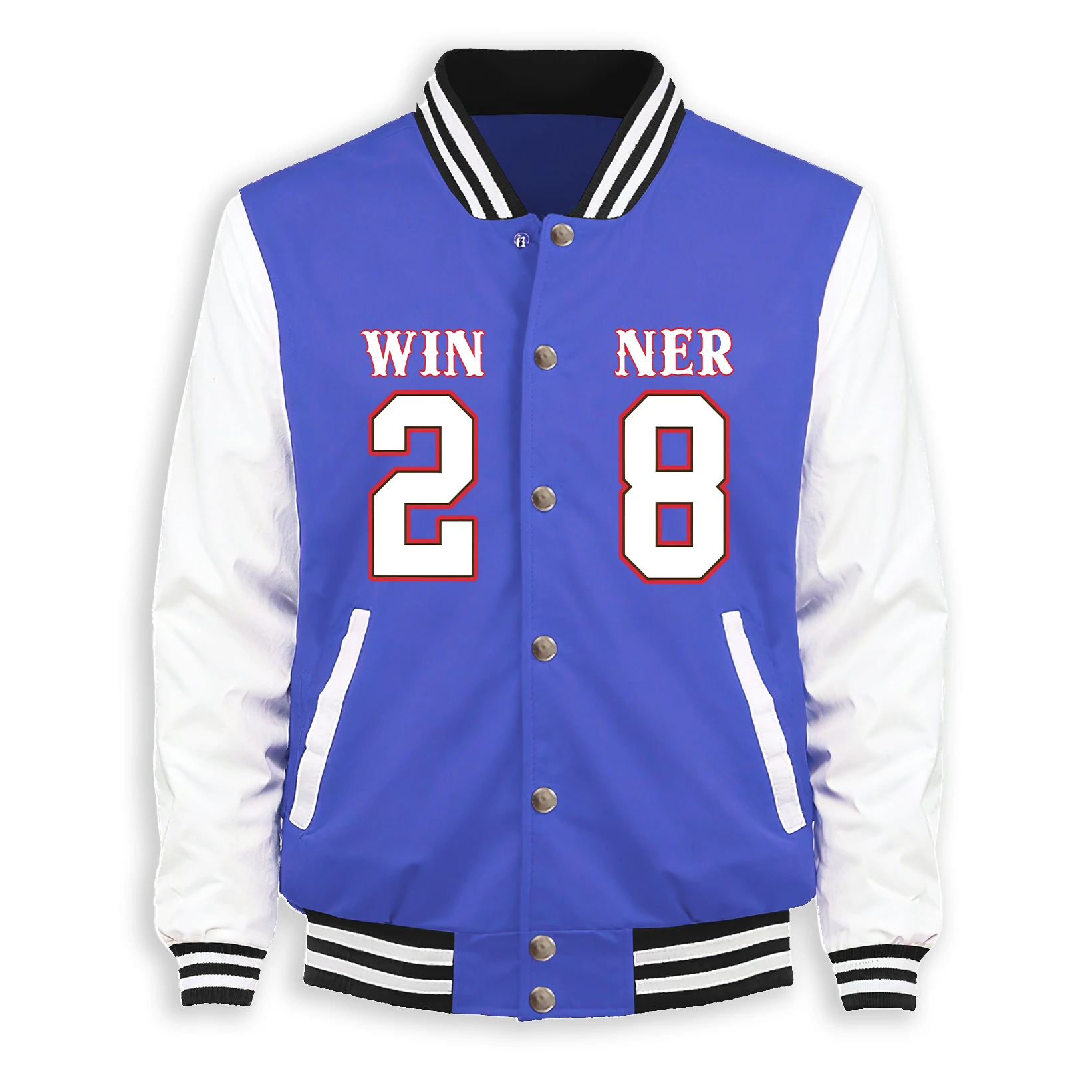 

Winner On The 28Th Print Men Baseball Jackets Fleece Warm Coat Autumn Casual Clothing Unisex American Loose Vintage Jersey