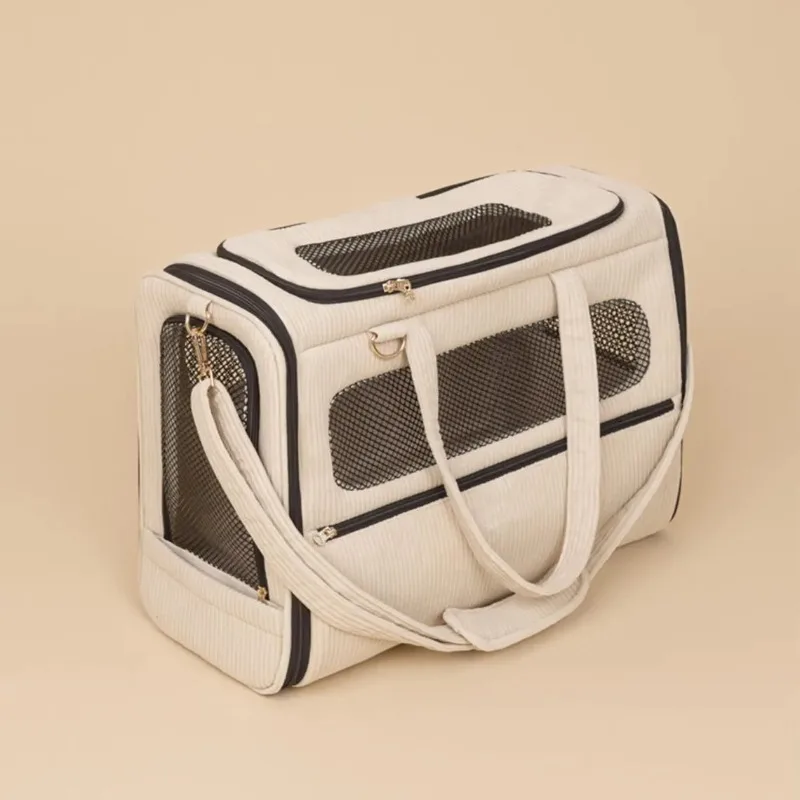

Collapsible Corduroy Outdoor Breathable Dog Bag Cat Carrier Backpack Travel Airline Approved Pet Carrier Bag for Small Cats Dogs