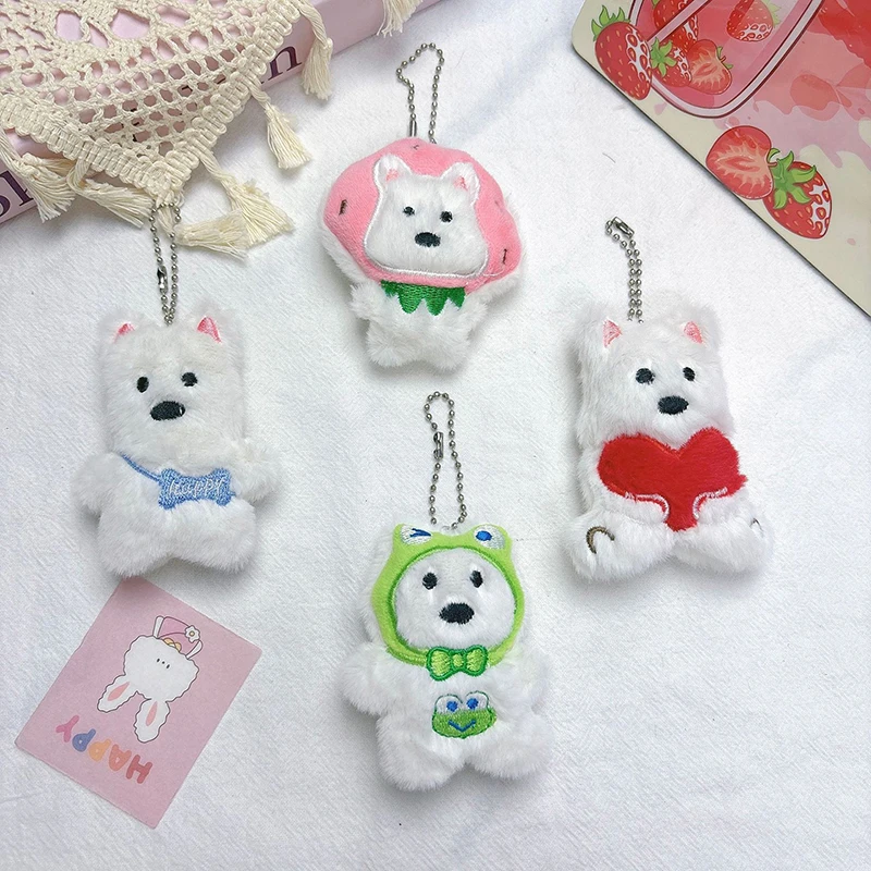 Kawaii Plush Puppy Keychain Doll Toys Cartoon Bag Pendant Charms Car Keyring For Women Girls Backpack Decoration Birthday Gifts