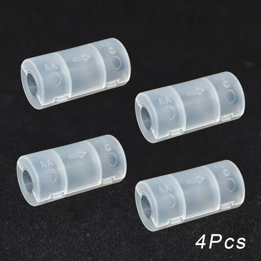 4Pcs/2Pcs AA/LR6 To C/R14 Battery Converter Box Case Converter Switcher Holder Transparent AA To C Box LR06 To LR14 Adapter Box