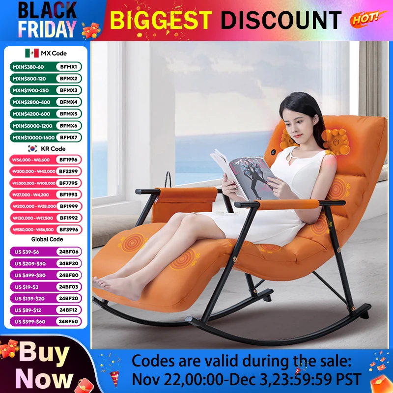 Electric Single Sofa Chair Rocking Massage Chair Noon Break Leisure Home Heating Vibration Small Full Body Massage Recliner